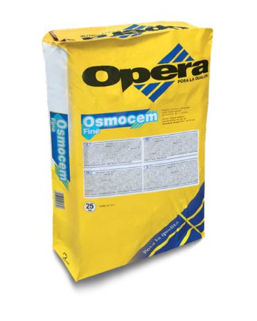 OSMOCEM - FINE GRIGIO - Malta osmotica impermeabilizzante da interno ed esterno monocomponente resistente a spinta idraulica positiva e negativa per spessori da 5 a 20 mm. (conf. 25 Kg.)