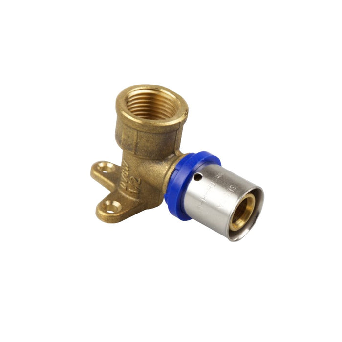 RACCORDO A PRESSARE GOMITO CON FLANGIA / staffa 20X3/4
