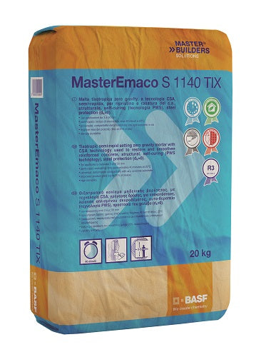 MASTER EMACO S 1140TIX R4 da 20 KG. malta strutturale per ripristino c.a. da 3 a 50 mm.(tipo RASA E RIPARA)