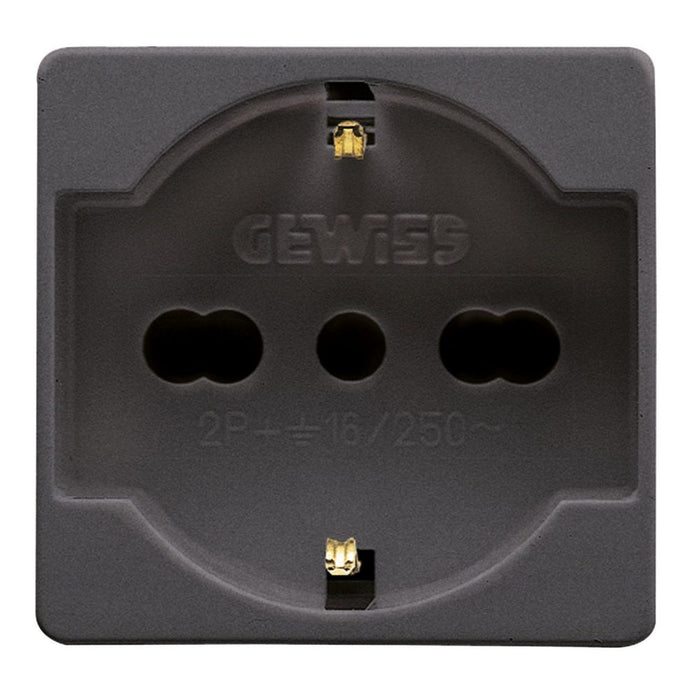 PRESA STANDARD ITALIANO/TEDESCO 250V ac - 2P+T 16A BIVALENTE - P40 - 2 MODULI- SYSTEM BLACK - GEWISS NERO