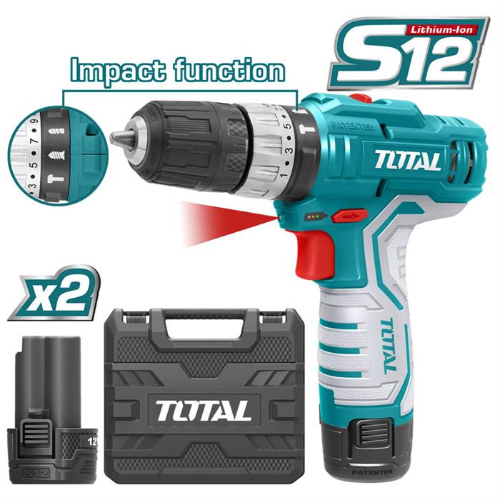 TRAPANO A PERCUSSIONE CON 2 BATTERIE 12V