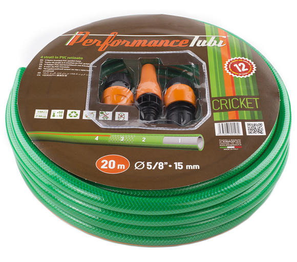 TUBO DA GIARDINO CRICKET CON KIT FISSAGGIO DA 20 MT 5/8”• 15 mm