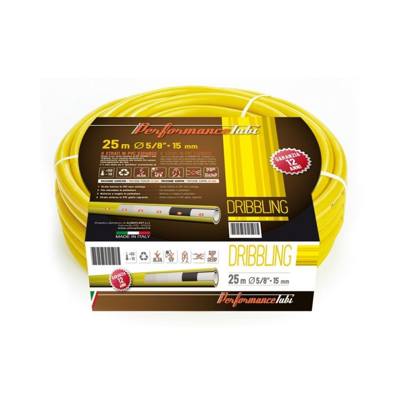 TUBO DA GIARDINO DRIBBLING DA 15 MT 5/8”• 15 mm