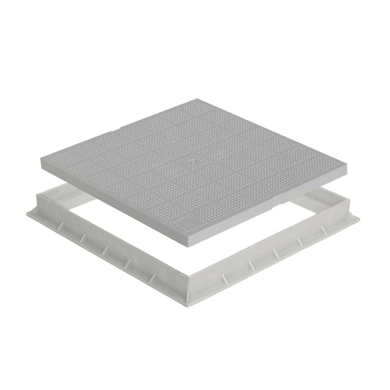 KIT COPERCHIO + TELAIO PP GRIGIO PER COPRI POZZETTO  300X300