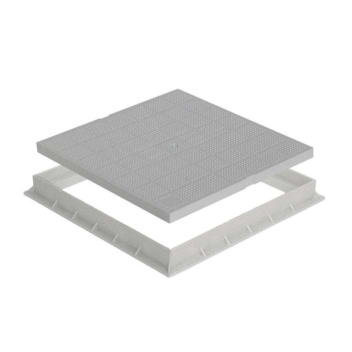 KIT COPERCHIO + TELAIO PP GRIGIO PER COPRI POZZETTO  200X200