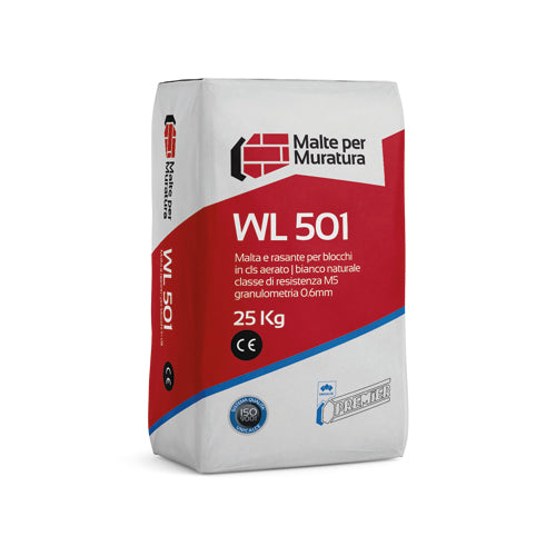WL501 MALTA ADESIVA, INCOLLA & RASA PER BLOCCHI GAS BETON - 25 KG