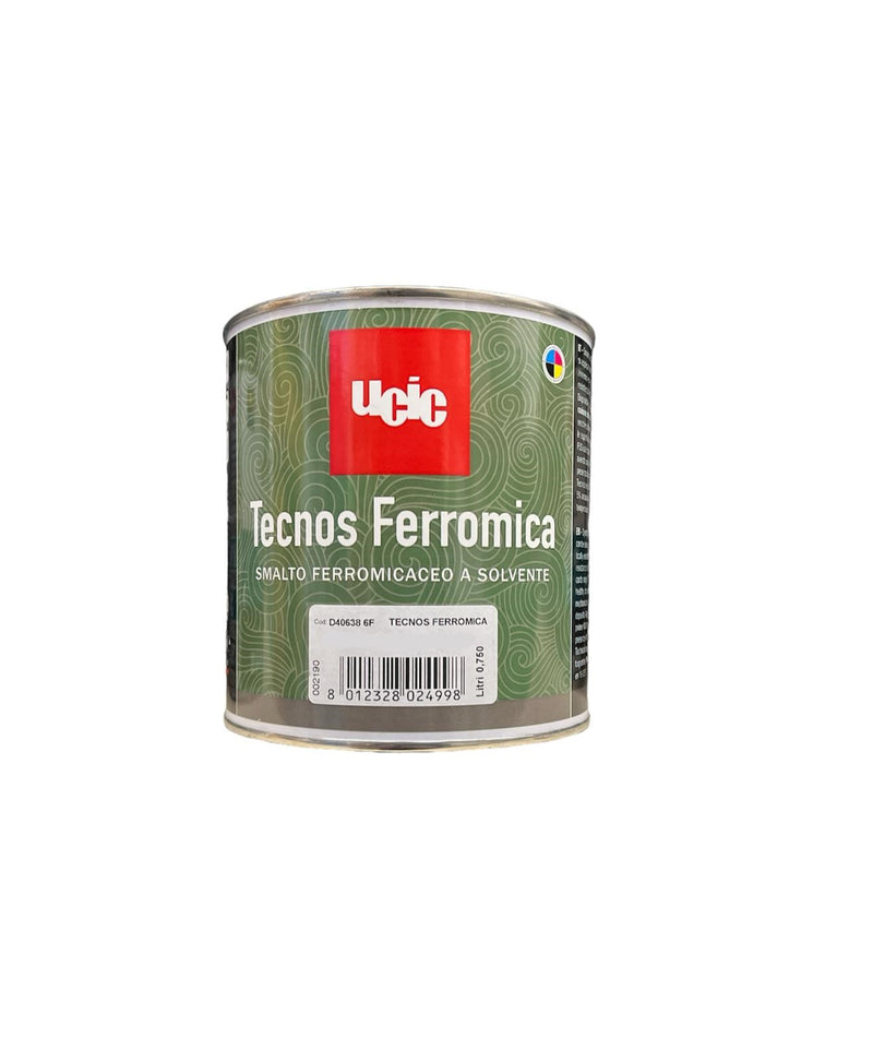 UCIC TECNOS - Smalto FERROMICACEO sintetico protettivo, perlaceo metallizzante ad effetto antichizzato per ferro e legno - 0,75 L - BASE PURE 1 GRIGIO