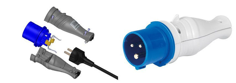 Adattatore industriale 16A 2P+T IP44 per spina schuko pressofusa 2P senza terra