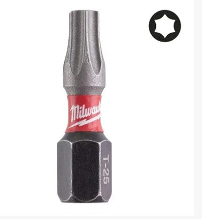 INSERTI Bit SHOCKWAVE per avvitatori ad impulsi 25mm - TX25- 3 pcs- MILWAUKEE