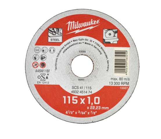 DISCO TAGLIO FERRO - MOLE TAGLIO 115x1mm - MILWAUKEE