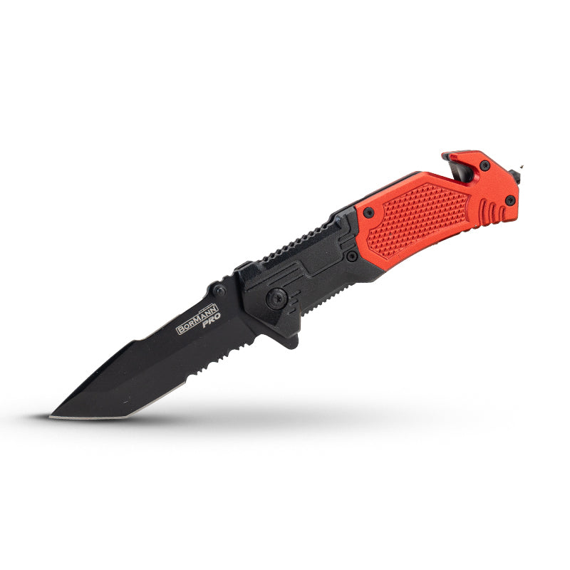 COLTELLO DA SOPRAVVIVENZA A SERRAMANICO, COLORE ROSSO 200mm LAMA NERA, MANICO ALLUMINIO - BHT7591 NAKAYAMA