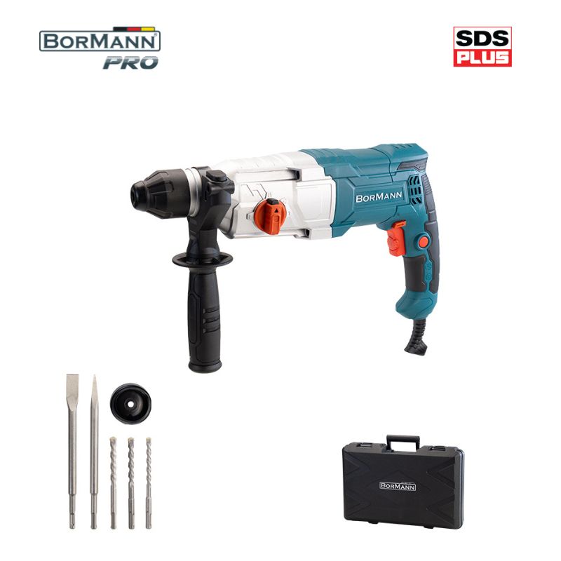 MARTELLO ROTATIVO PNEUMATICO  BORMAN SDS-PLUS 1050W - 3,5J - 3,7 KG - capacità di foratura 26mm per il calcestruzzo - BPH3030