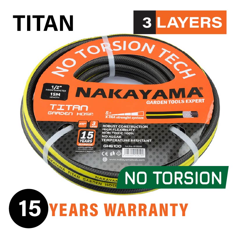 TUBO DA GIARDINO TITAN A 3 STRATI 25M 5/8" - GH6500
NAKAYAMA