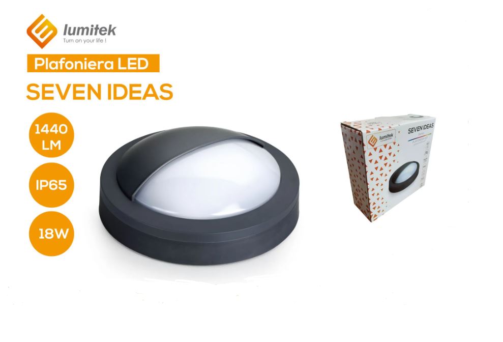 FARETTO LED PLAFONIERA "SEVEN IDEAS" - 12W 960 LUMEN 4000K LUCE NATURALE IP65