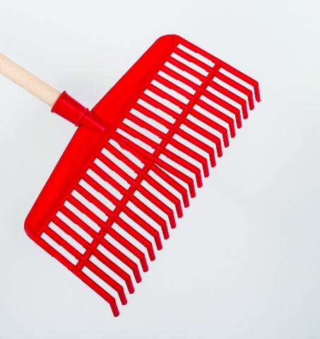 RASTRELLO IN PLASTICA PER NOCCIOLE ROSSO SENZA MANICO