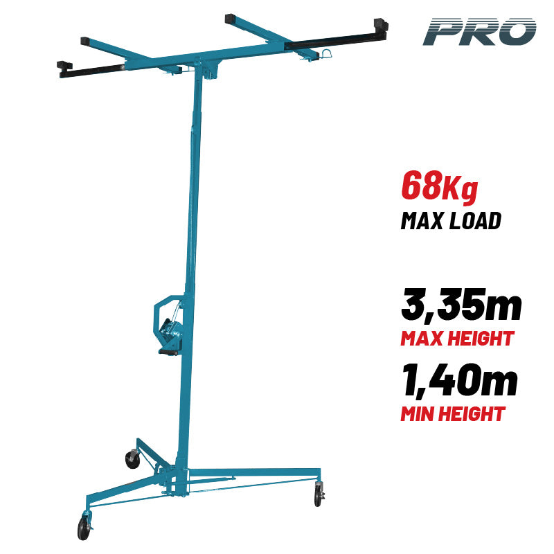 ALZALASTRE PER CARTONGESSO 3,35M, FUNE DOPPIA, CARICO MASSIMO 68KG, ALTEZZA MASSIMA 3,35M - BTC6200