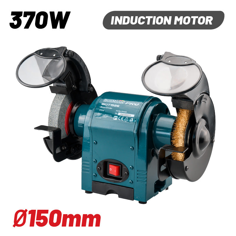 SMERIGLIATRICE DA BANCO COMBINATA DIAM. 150mm, 370W CON SPAZZOLA E LUCE - BDT1526