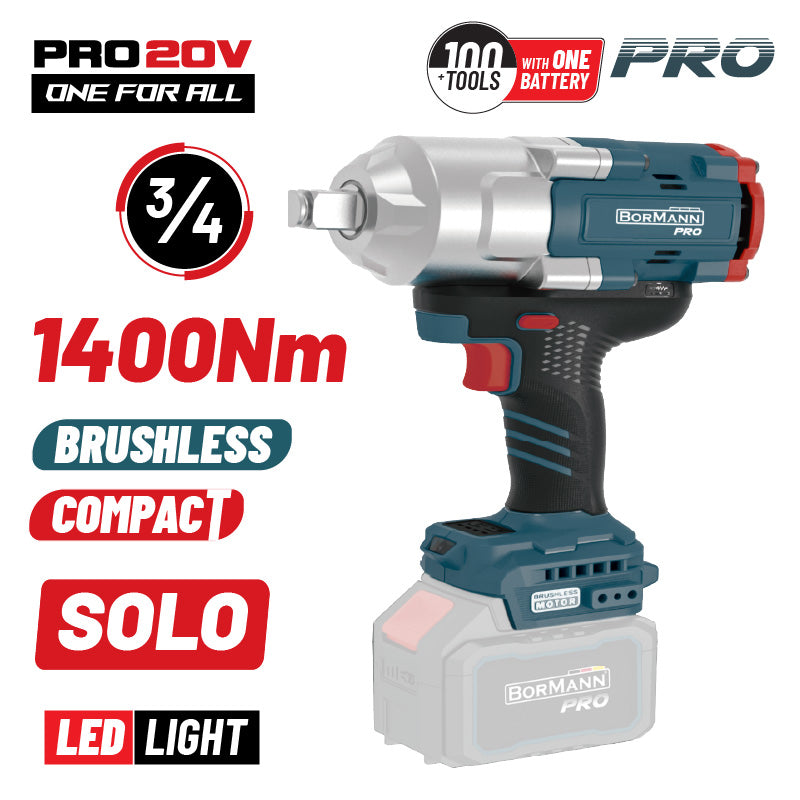 AVVITATORE A MASSA BRUSHLESS, BATTERIA 20V, Li-Ion,, 1400Nm, 0-900/1500rpm, 3/4 SENZA BATTERIA - BBP5390