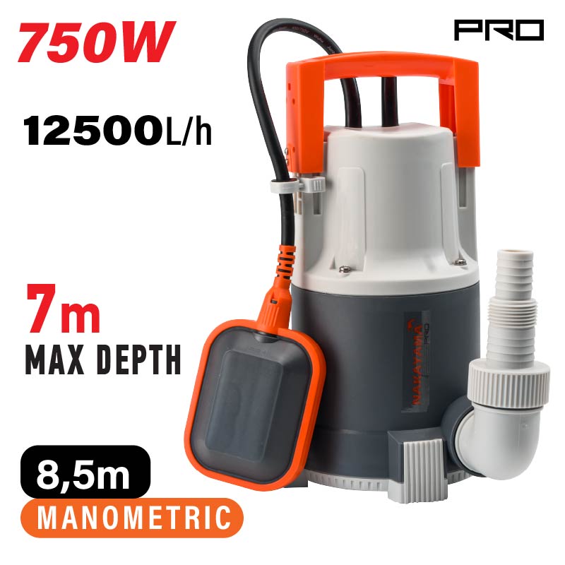 POMPA SOMMERSA PER ACQUE CHIARE 750W 8,5M 12500L/H - NP1020 NAKAYAMA