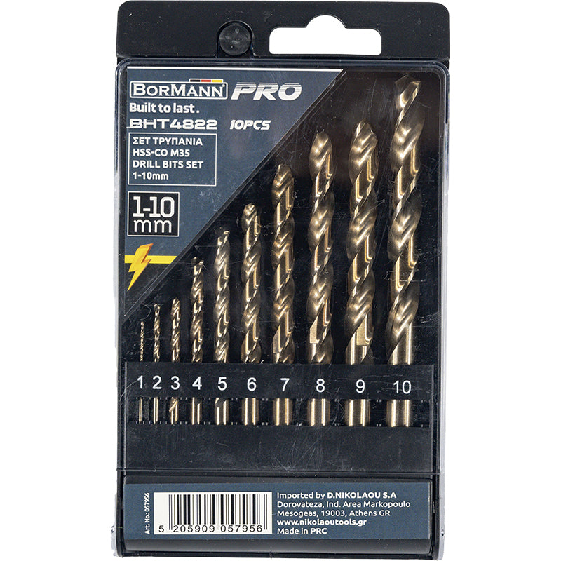 SET DI PUNTE DA TRAPANP HSS-Co M35 10 PEZZI 1-10mm - BHT4822