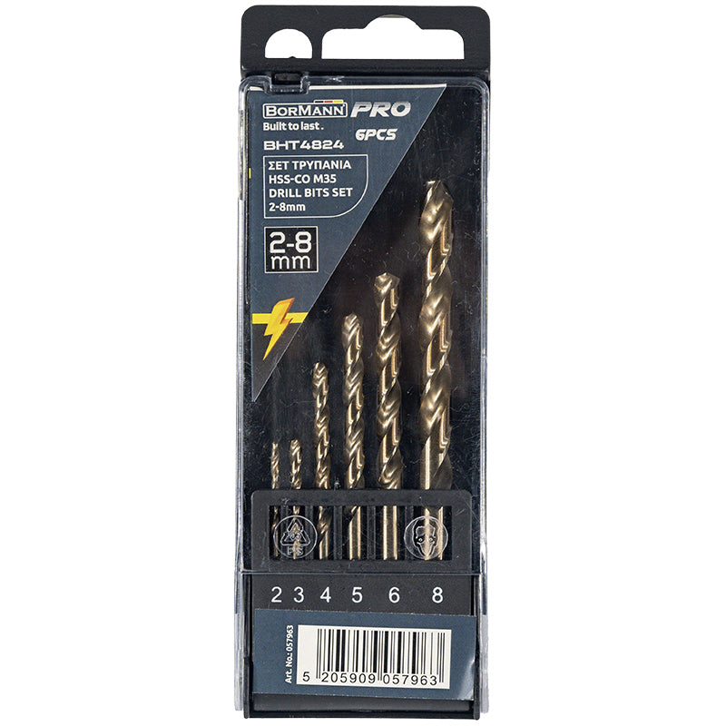 SET DI PUNTE DA TRAPANP HSS-Co M35 6 PEZZI 2-8mm - BHT4824