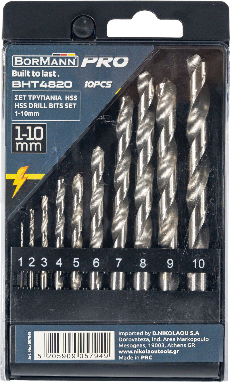 SET DI PUNTE DA TRAPANO HSS 10PZ 1-10mm - BHT4820