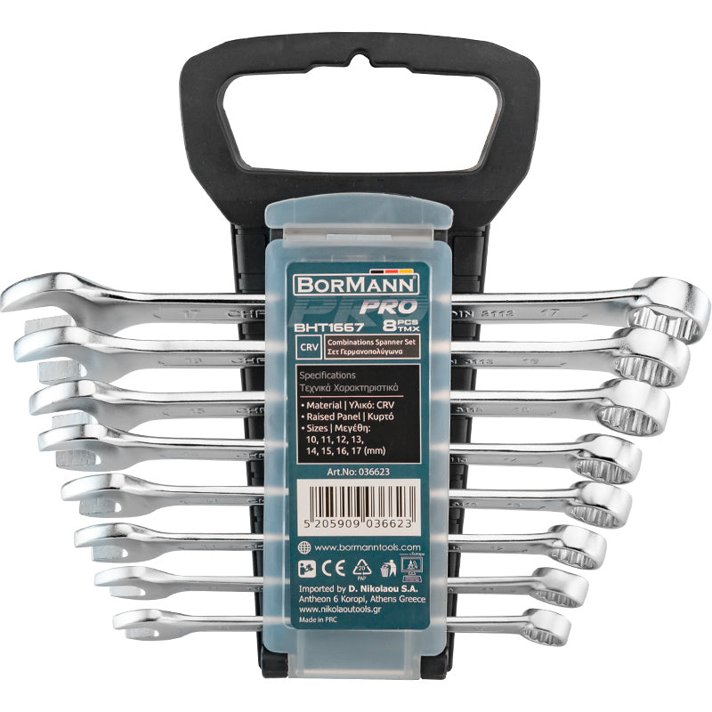 SET DI 8 CHIAVI COMBINATE A CRICCHETTO E A FORCHETTA 10-17mm -  BHT1667