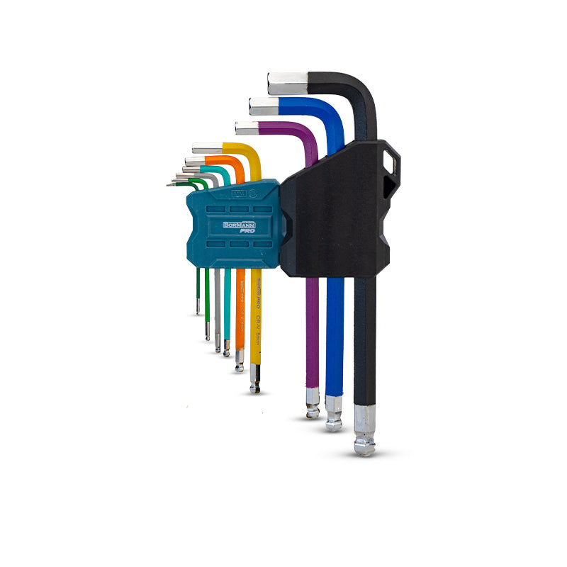 SET DI 9 CHIAVI ALLEN LUNGHE CON TESTINA A SFERA A COLORE, CR-V, 1,5-2,0-2,5-3,0-4,0 - BHT7240