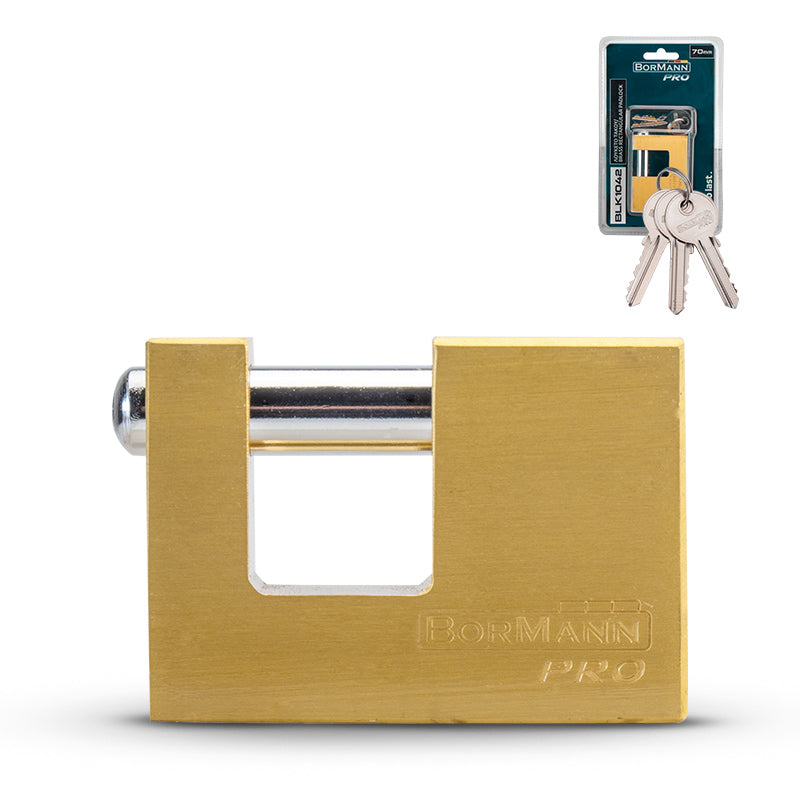 LUCCHETTO I OTTONE RETTANGOLARE 70mm CON 3 CHIAVI - BLK1042