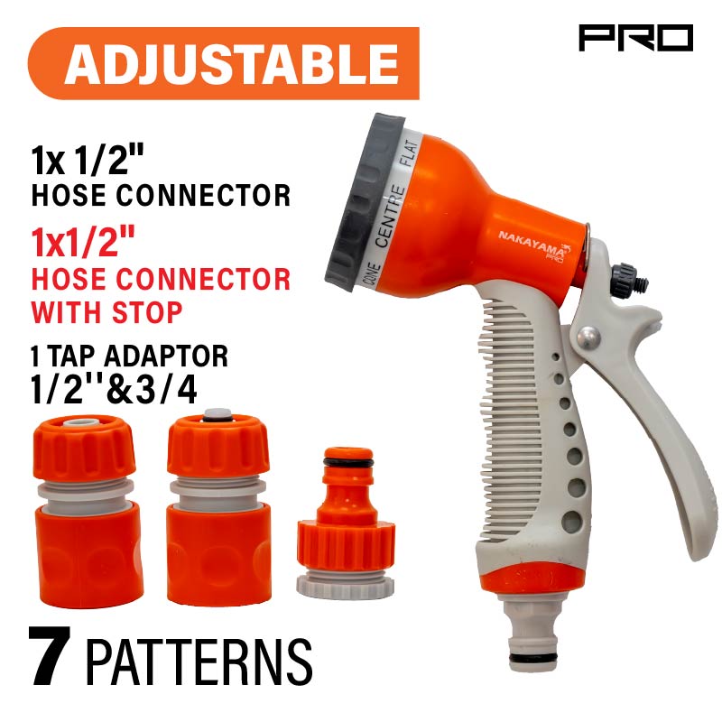 KIT IRRIGAZIONE 4 PEZZI CON PISTOLA A DOCCIA 7 MODALITA' DI IRRIGAZIONE - GH9216 NAKAYAMA