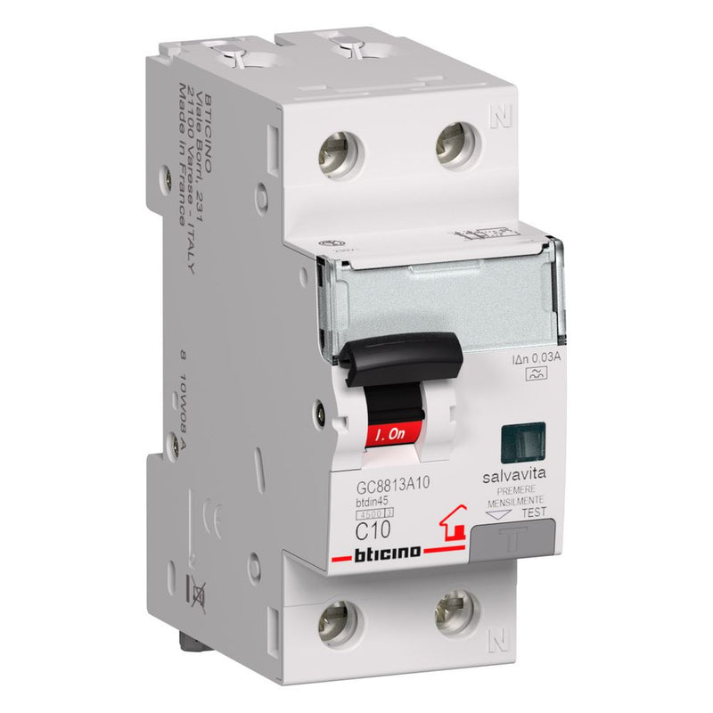 MAGNETOTERMICO DIFFERENZIALE AC 1P+N 30MA 10A 4500 - BTICINO