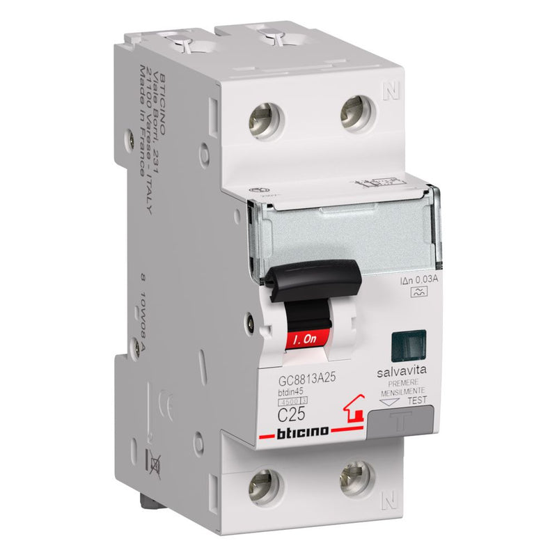 MAGNETOTERMICO DIFFERENZIALE AC 1P+N 30MA 25A 4500 - BTICINO
