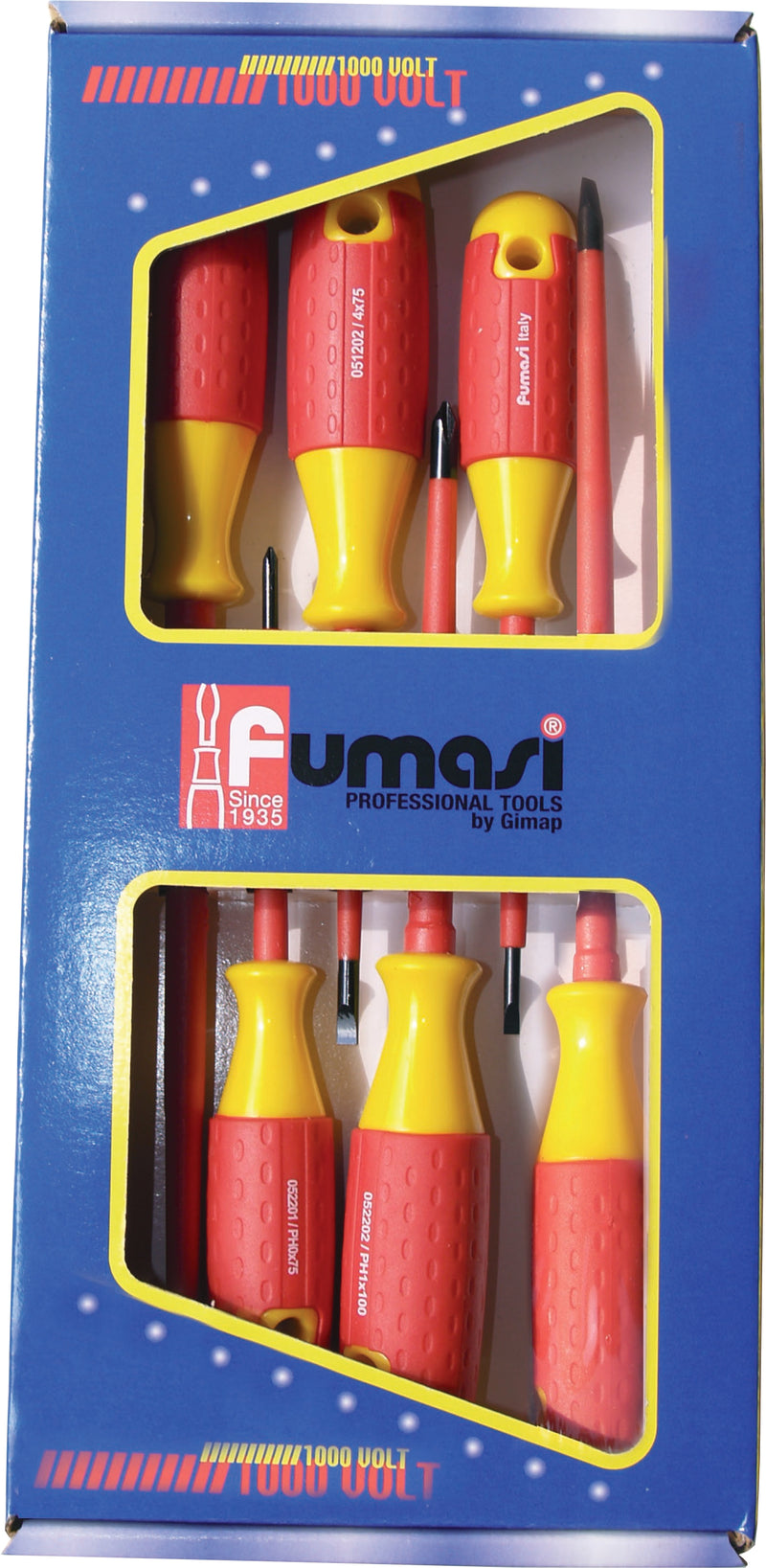 Kit set assortimento di 6 giraviti isolati 1000v FUMASI
Codice prodotto: 094060