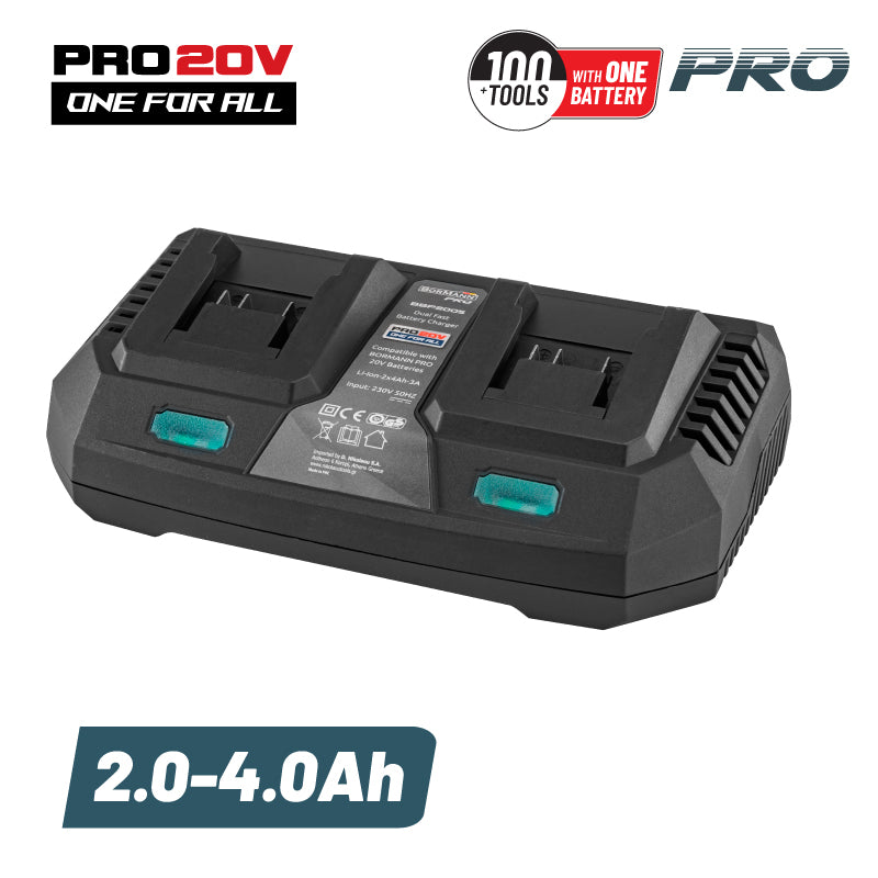 CARICABATTERIE DOPPIO 20V, Li-Ion-2x4Ah-3A-PRO - BBP2005