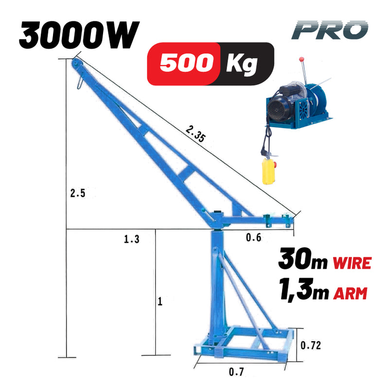PARANCO ELETTRICO (GRUETTA) CON BASE 500kg CON INTERRUTTORE TERMICO - BPA6100