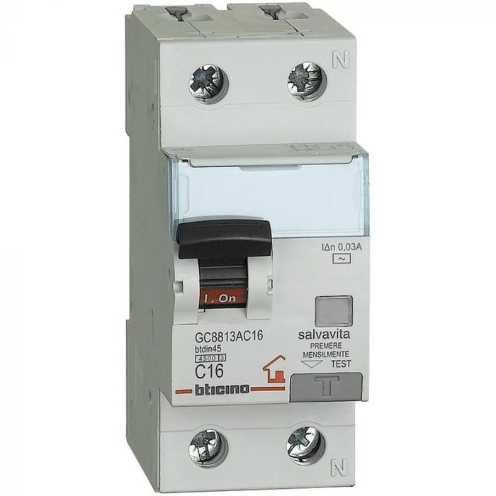 MAGNETOTERMICO DIFFERENZIALE AC 1P+N 30MA 16A 4500 - BTICINO