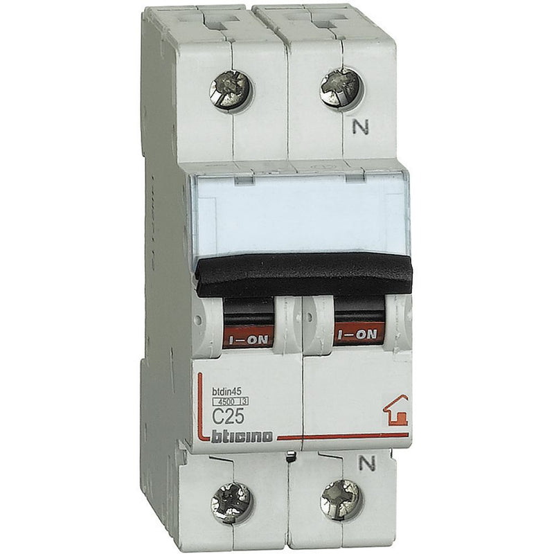 MAGNETOTERMICO 1P+N 4500A C25 2 MODULI - BTCINO