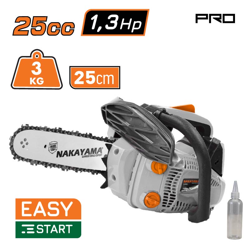 Motosega a benzina NAKAYAMA PC3100 25,4 cc, 25 cm, 3/8, 1,3 mm, 40 maglie