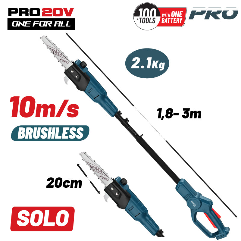 Motosega ad asta telescopica a batteria BORMANN Pro BBP4220 20 V, lama da 20 cm, lubrificazione automatica, custodia, SOLO