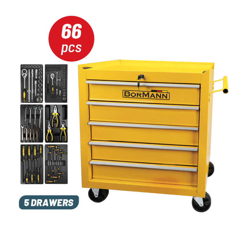 CARRELLO PORTA UTENSILI ED ATTREZZI, 5 CASSETTI E 66 UTENSILI - BWR7100SET