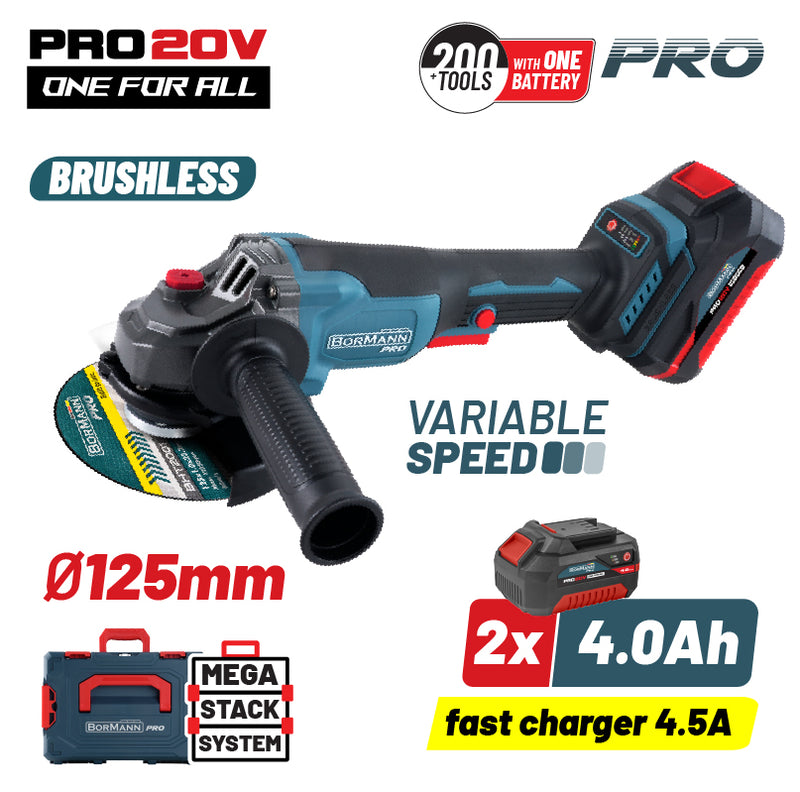 SMERIGLIATRICE ANGOLARE BRUSHLESS REGOLABILE 20V - Li-Ion - BBP3651X44C