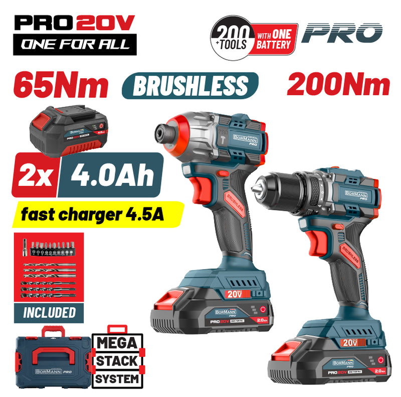 SET COMPOSTO DA TRAPANO AVVITATORE A PERCUSSIONE 2 VELOCITA' + AVVITATORE A IMPULSI BRUSHLESS - BBP5431X44T2CA