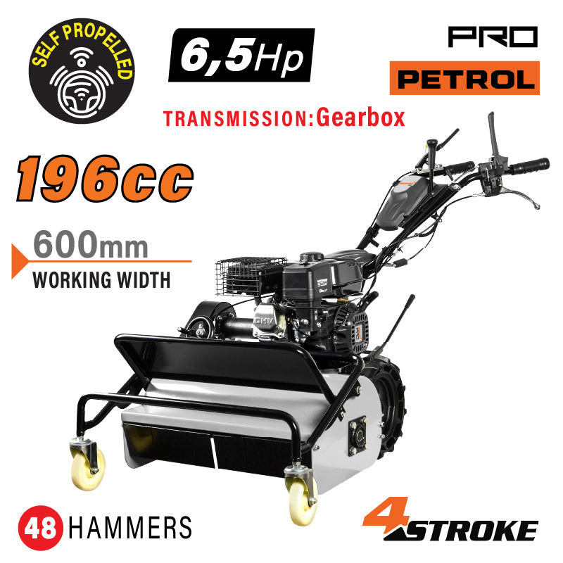TRINCIAERBA A SCOPPIO SEMOVENTE 60cm A MARTELLI E MOTORE 4 TEMPI 6,5HP - PB8600