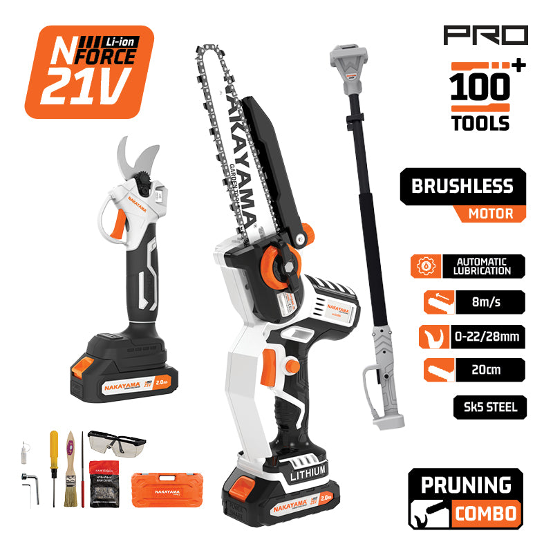 SET MOTOSEGA E POTATORE A BATTERIA CON PROLUNGA1,2-1,9M, 21V CON CUSTODIA - EC1221X44T3C