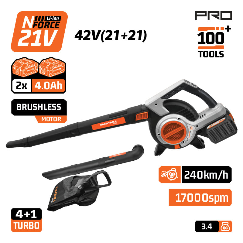 SOFFIATORE/ASPIRATORE BRUSHLESS A BATTERIA 42V (21+21) 5 VELOCITA', 288KM/H - EC1715X44