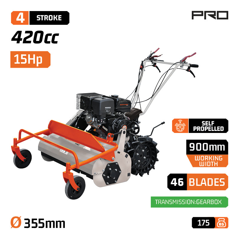 TRINCIAERBA SEMOVENTE 90cm CON 46 MARTELLI E MOTORE A BENZINA 15HP - PB8900