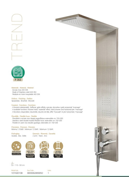 COLONNA DOCCIA mod. TREND SPAZZOLATO