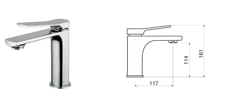Miscelatore Monocomando lavabo con scarico click-clack CROMO - MOON