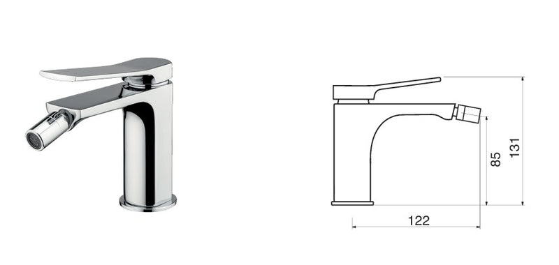 Miscelatore Monocomando bidet con scarico click-clack CROMO - HOLIDAY