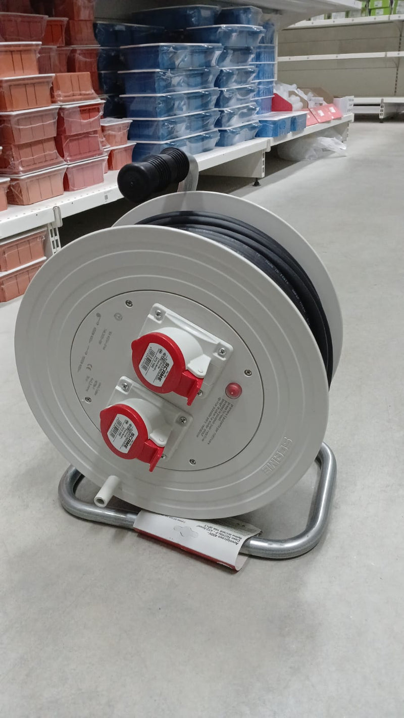 Avvolgicavo INDUSTRIALE 30mt 3x2,5 con 2 prese industriali